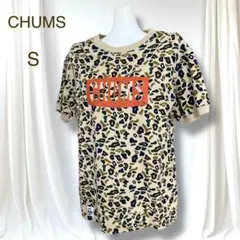 極美品 チャムス 半袖スウェットTシャツ カモフラ 迷彩 ビッグロゴ S