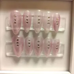 ピンクラメ　ホワイトフレンチ　ネイルチップ 10個セット