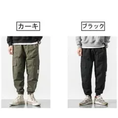 【カーキXLサイズ】 カーゴパンツメンズ ボトムス ジョガーパンツ