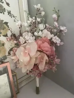 アーティフィシャルフラワー　和装ブーケ　胡蝶蘭　桜　ピンク　ピオニー