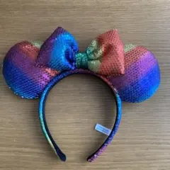 ミニーマウス　虹色カチューシャ(スパンコール)