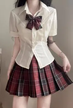 セーラー服 jk 制服 コスプレ衣装 チェック柄 女子高生 学園風3点セットM