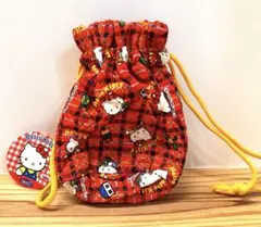 【レトロ・激レア】SANRIO ハローキティ キルティング 巾着型ポーチ（赤）