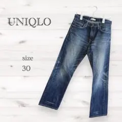 UNIQLO ストレートデニム サイズ30 綿100% ダメージ 古着
