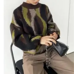 EMODA クロップドニット ブラウン/オリーブFREE