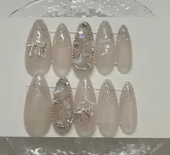 現品 ネイルチップ ワンホン ピンク 埋めつくし ラメ フレンチガーリー