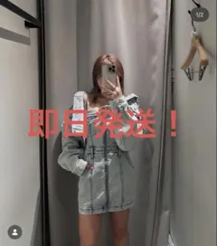 フロントZIPタイトデニムOP