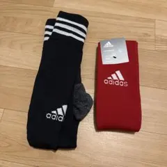 adidas サッカーソックス 黒 赤