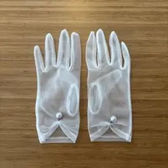 ホワイト シフォン ウェディンググローブ