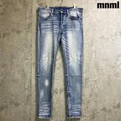 mnml　ミニマル　ダメージ加工　穴あき　デニムパンツ　革パッチ　W34 mnml ミニマル ダメージ加工 穴あき デニムパンツ 革パッチ W34 - メルカリ