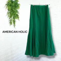 4734 【AMERICAN HOLIC】フレアスカート ロングmグリーン S