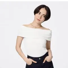 GU オフショルダーT オフショル ホワイト 白 Lサイズ