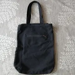 ブラックトートバッグ 外チャック内ポケット付きキャンパス地