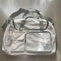 キャリーオンバッグ　ボストンバッグ　旅行用バッグ　大容量　アイボリー×カーキ