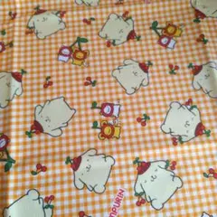 【ラスト☆】給食ナフキンにも！ポムポムプリン生地オレンジ☆縦約50×横約37cｍ