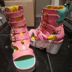 マ*ボ様 YOSUKE U.S.A. 厚底サンダル　個性派　ピンク　原宿系　１回