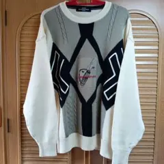 EUROPEAN SPORT 幾何学模様 ニットセーターL