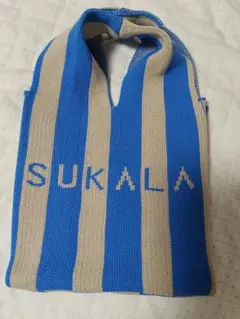 SUKALA 編み物トートバッグ 青とベージュ