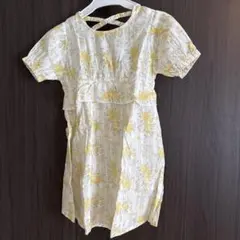テータテート　バースデイ　半袖ワンピース　花柄　黄色　サイズ100