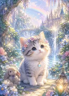かわいい猫のイラスト 紫色紙沢光額付き発送♥a4ポスター - メルカリ