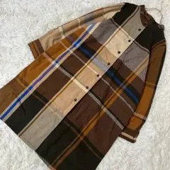 ［良品］sunny clouds チュニックワンピース チェック柄 ブラウン M