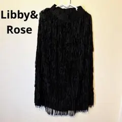 Libby&Rose フリンジデザイン ブラックロングスカート