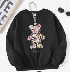 SHEIN 花柄プリント 黒 トレーナー