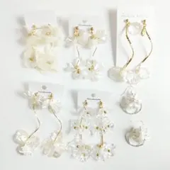 【6点セット】ハンドメイドピアス まとめ売り 在庫一掃セールロングデザイン多め