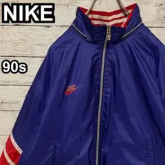 1004【人気Lサイズ】ナイキ♤刺繍ロゴ　90s 銀タグ　ナイロンジャケット希少