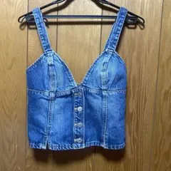 【新品】ZARA ザラ　デニム ビスチェ ベスト　バックシャーリング　S/M