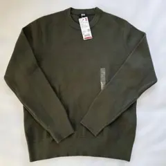 UNIQLO ウォッシャブルミラノリブクルーネックセーター　M オリーブ
