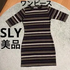 美品　SLY マルチボーダー 半袖 リブニット　スライのサムネイル