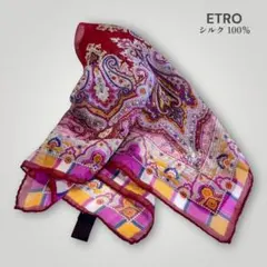 【ETRO・エトロ】シルク100% ペイズリー柄スカーフ ハンカチ