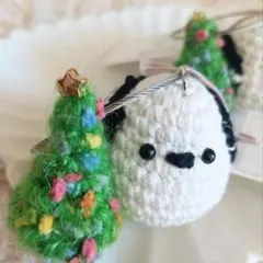 編みぐるみ　シマエナガ　クリスマス　ツリー　キーホルダー