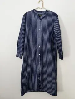 アローズAdayinthelifeストライプシャツワンピ青白 スキッパーブラウス