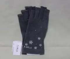 FURLA 雪の結晶刺繍 グレー 指なし手袋