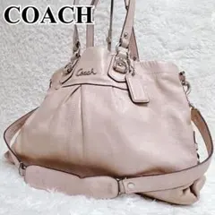 美品 COACH コーチ ワンショルダー レザー 2way 筆記体 ベージュ 