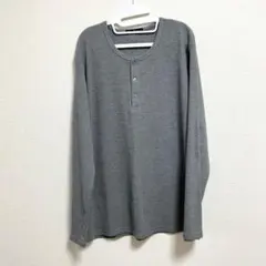 used☆LL 杢グレー　ワッフルヘンリーネックロンTのサムネイル