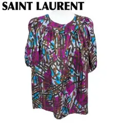 SAINT LAURENT 半袖トップス プルオーバー 34 紫×水色×グレーのサムネイル