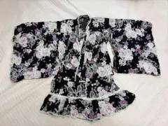 花柄レース甚平（下はスカート） 上下セット（M〜Lサイズ）