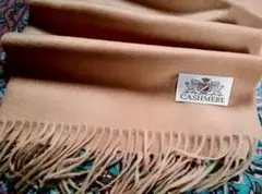ホワイトカシミヤ　マフラーストール　キャメル