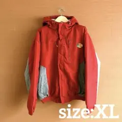 ビッグサイズ 赤/グレー XL マウンテンパーカー フード付き 肉厚