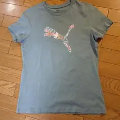 ３回着用　Puma 花柄ロゴ Tシャツ XL グリーン