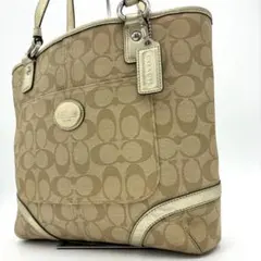 【美品】COACH コーチ シグネチャー トートバッグ ゴールド ピンク