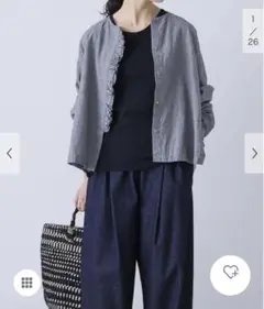 新品タグ付◆ CHECK かぐれ ワッシャーフリルブラウス　アーバンリサーチ