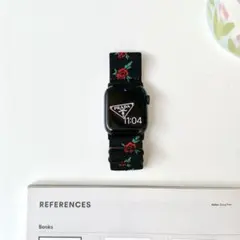 【サイズB】Apple Watch バンド レディース ブラック バラ