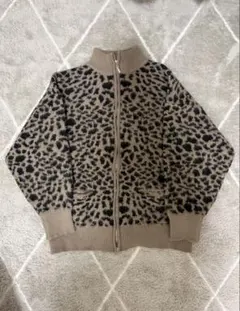 ヒョウ柄 ジップアップニット