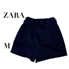 ザラ トラファルック リボン付きキュロット 紺　M きれいめ　ショートパンツ