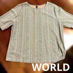 ❣️最値下げ❣️WORLDレース切り替え 半袖ブラウス ベージュのサムネイル