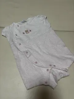 familiar クマ刺繍ロンパース ピンク　70